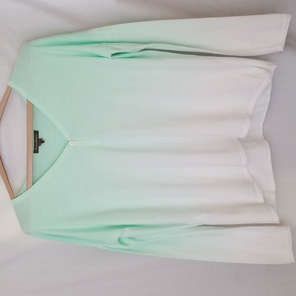 Tommy Bahama Tops - TOMMY BAHAMA LIGHT WEIGHT RELAXED FIT DIP DYED GREEN WHITE V NECK SHIRT